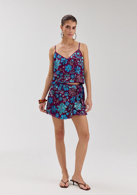 ROMY SKIRT CASSIS BLUE SEQUIN | HARPER & YVE