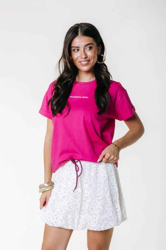 UNI LOGO T-SHIRT DARK FUCHSIA | COLOURFUL REBEL