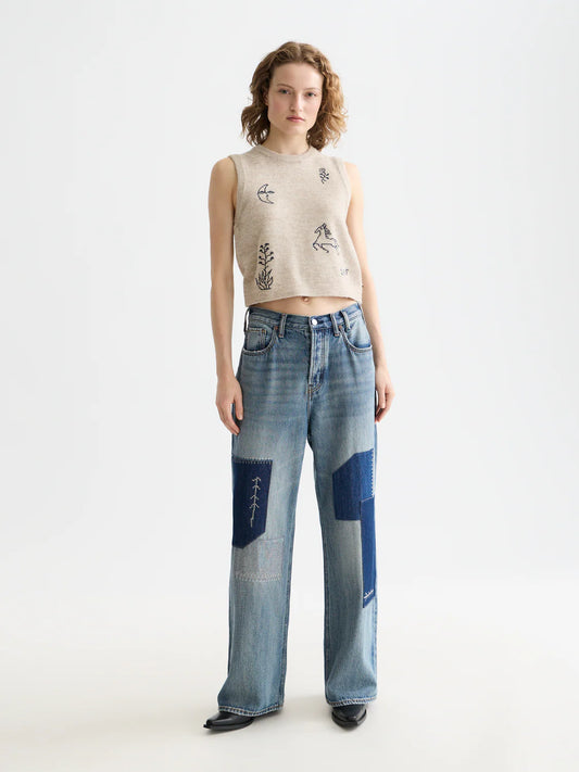 EMBROIDERED CREW NECK KNITTED TANK | SCOTCH & SODA