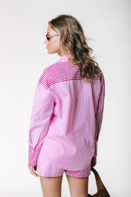 TALIA STRIPE BLOUSE LIGHT PINK | COLOURFUL REBEL