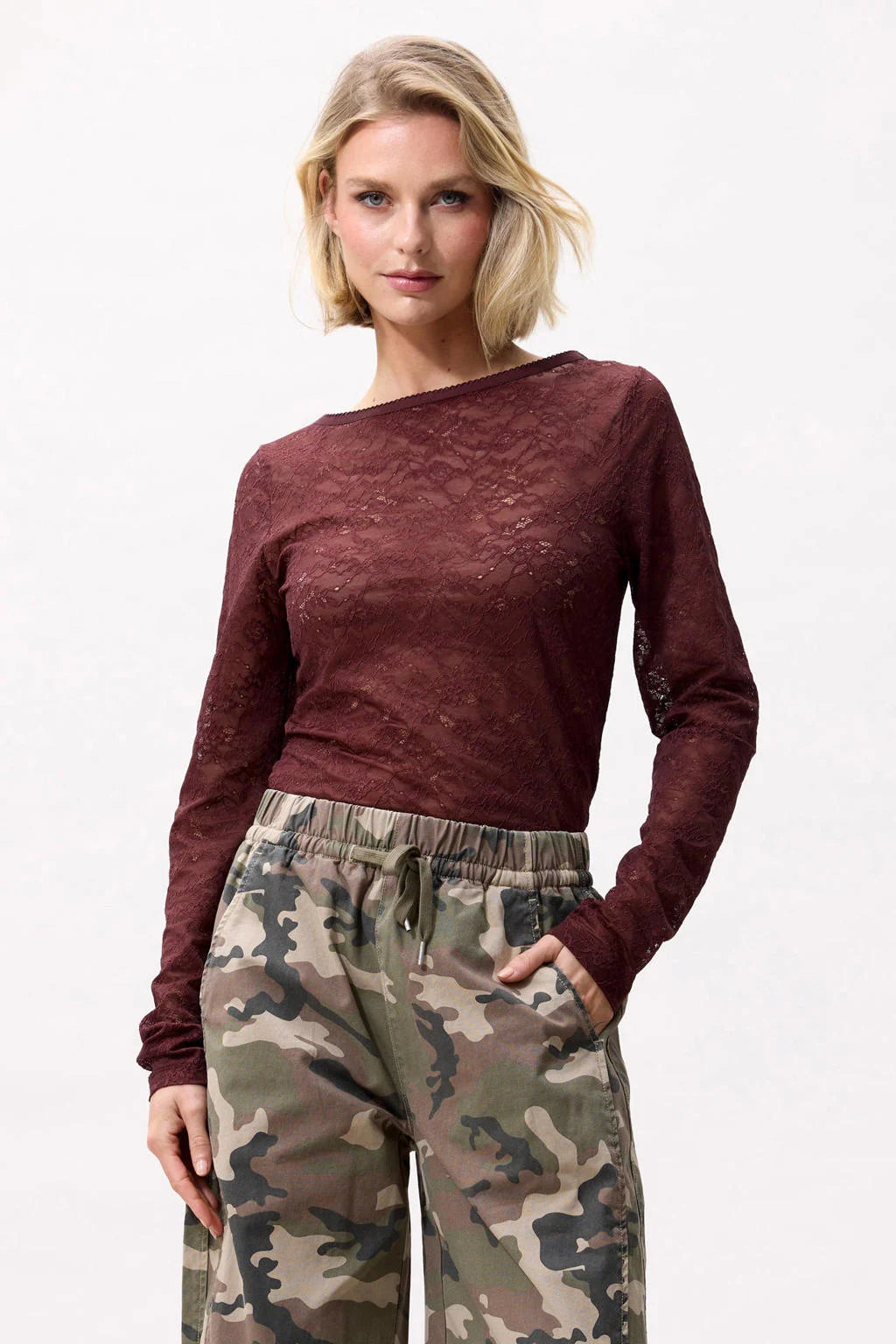 LACE LONG SLEEVE MERLOT | CATWALK JUNKIE
