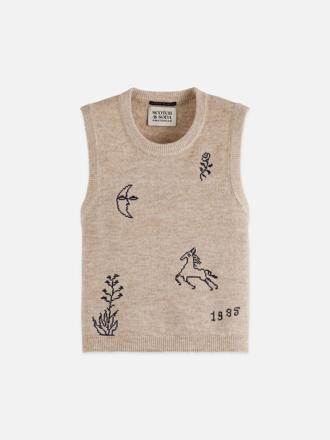 EMBROIDERED CREW NECK KNITTED TANK | SCOTCH & SODA