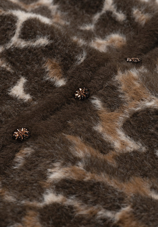 HENRY LEOPARD CARDIGAN TOFFEE CAMEL CLUB | FABIENNE CHAPOT