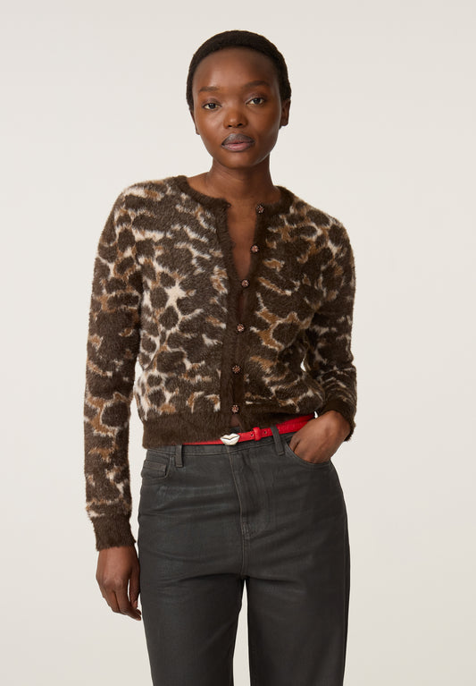 HENRY LEOPARD CARDIGAN TOFFEE CAMEL CLUB | FABIENNE CHAPOT