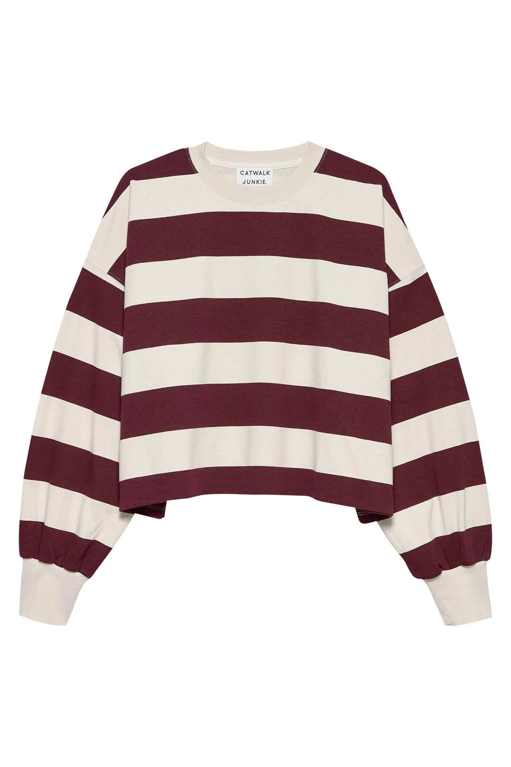 OVERSIZED STRIPED LONG SLEEVE MERLOT | CATWALK JUNKIE