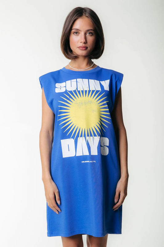 SUNNY DAYS TEE DRESS DENIM BLUE | COLOURFUL REBEL