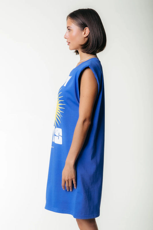 SUNNY DAYS TEE DRESS DENIM BLUE | COLOURFUL REBEL