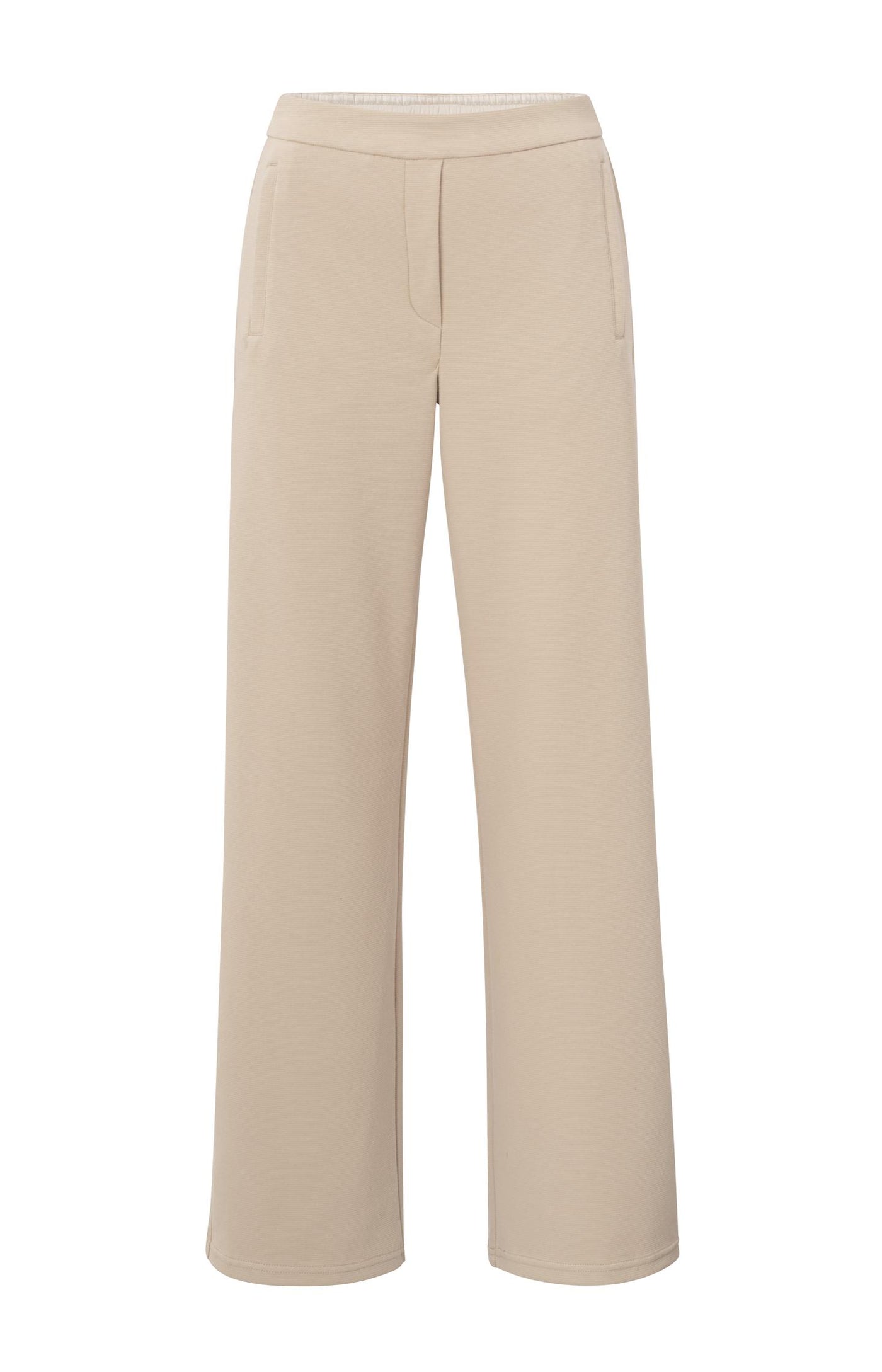 BROEK MET WIJDE PIJPEN EN HOGE TAILLE TWILL BEIGE | YAYA