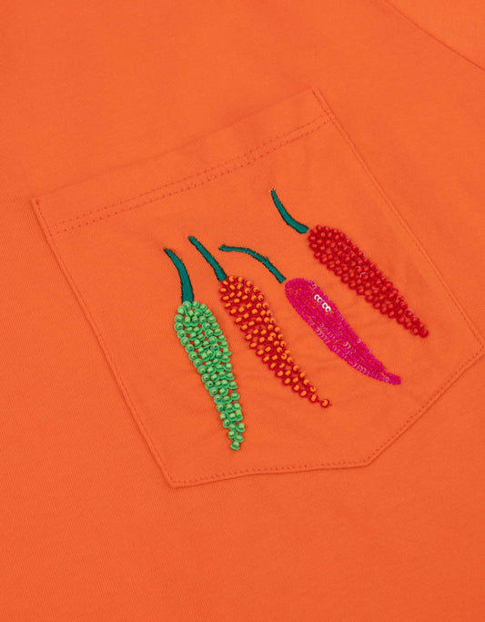 TUXEN JERSEY CREW TOP LIVING CORAL | OILILY