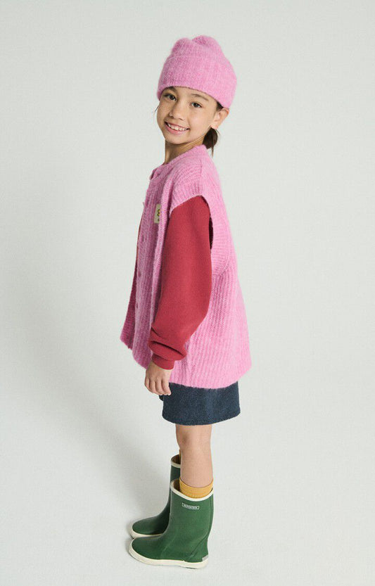 KINDER CARDIGAN BUBBLE ROZE GEMELEERD | AMERICAN VINTAGE