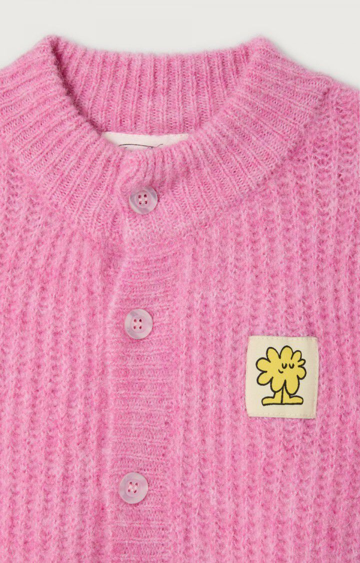 KINDER CARDIGAN BUBBLE ROZE GEMELEERD | AMERICAN VINTAGE
