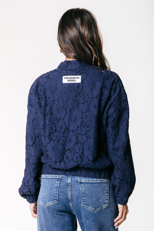 LOIS LACE BOMBER JACKEY NAVY | COLOURFUL REBEL