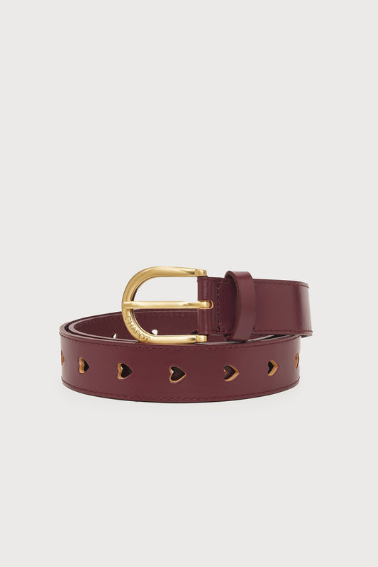 CUT IT OUT HEART BELT DEEP BURGUNDY | FABIENNE CHAPOT