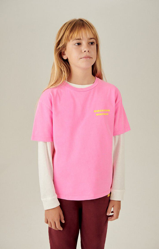 KINDER T-SHIRT FIZVALLEY NEONROZE | AMERICN VINTAGE