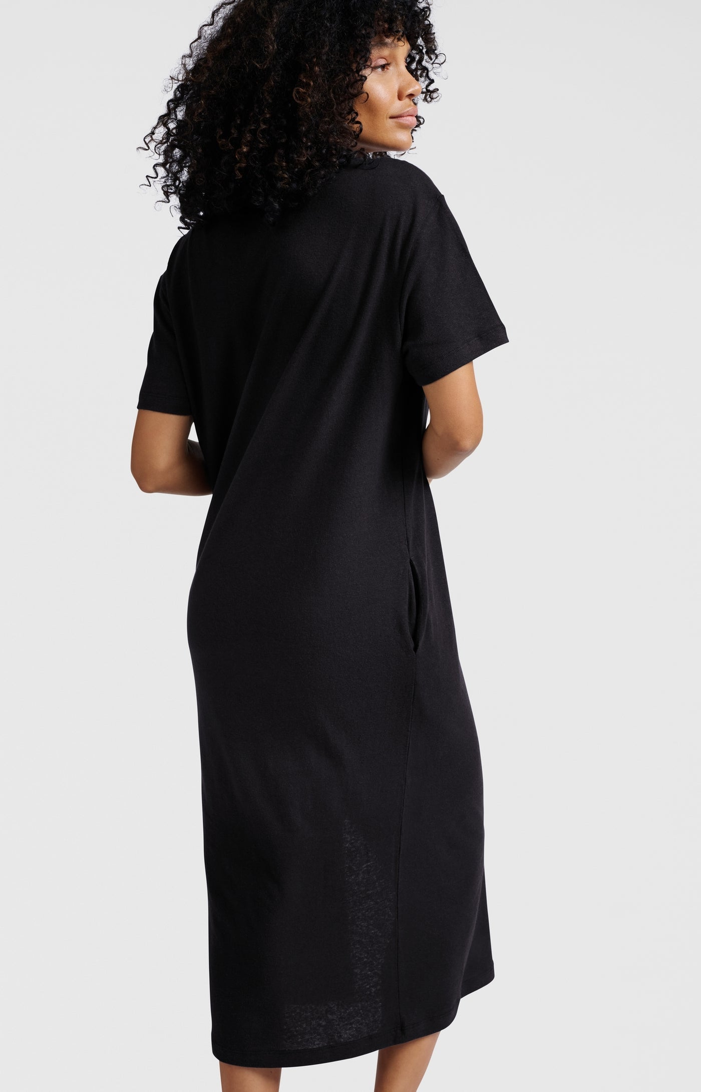 LINNENMIX T-SHIRT JURK MET SPLIT | YAYA