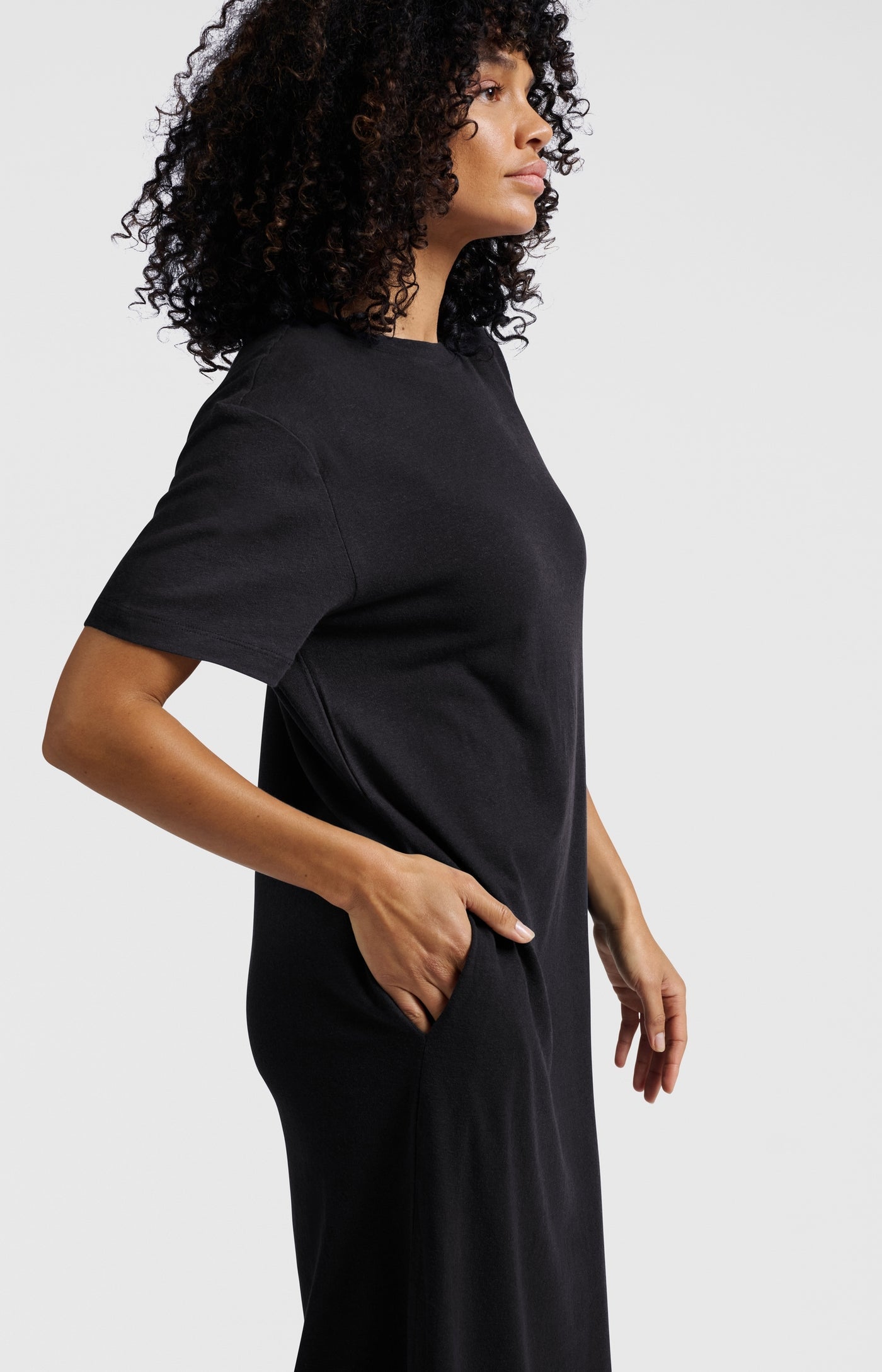 LINNENMIX T-SHIRT JURK MET SPLIT | YAYA