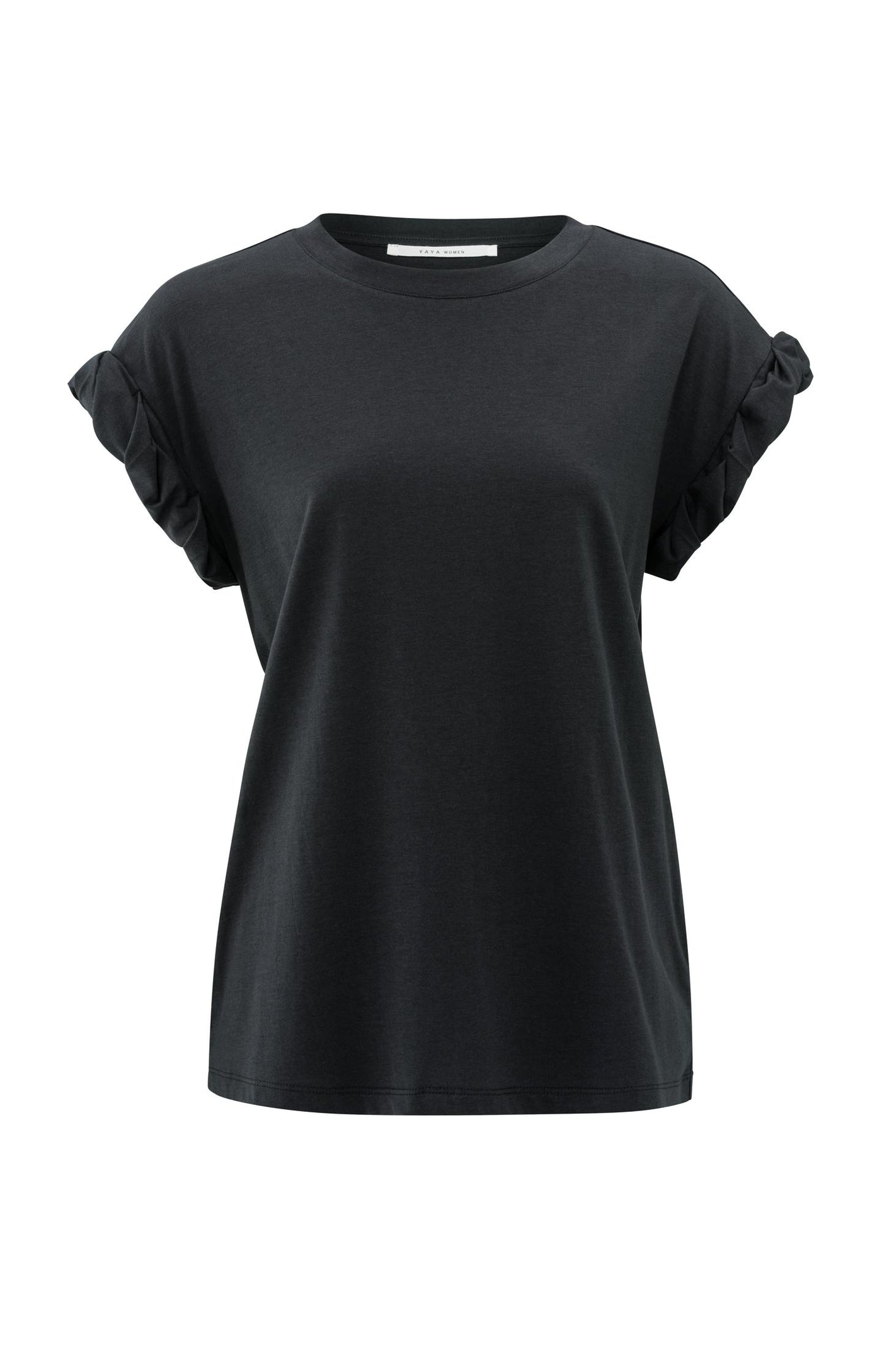 T-SHIRT MET OPGEROLDE GEPLOOIDE MOUWEN | YAYA