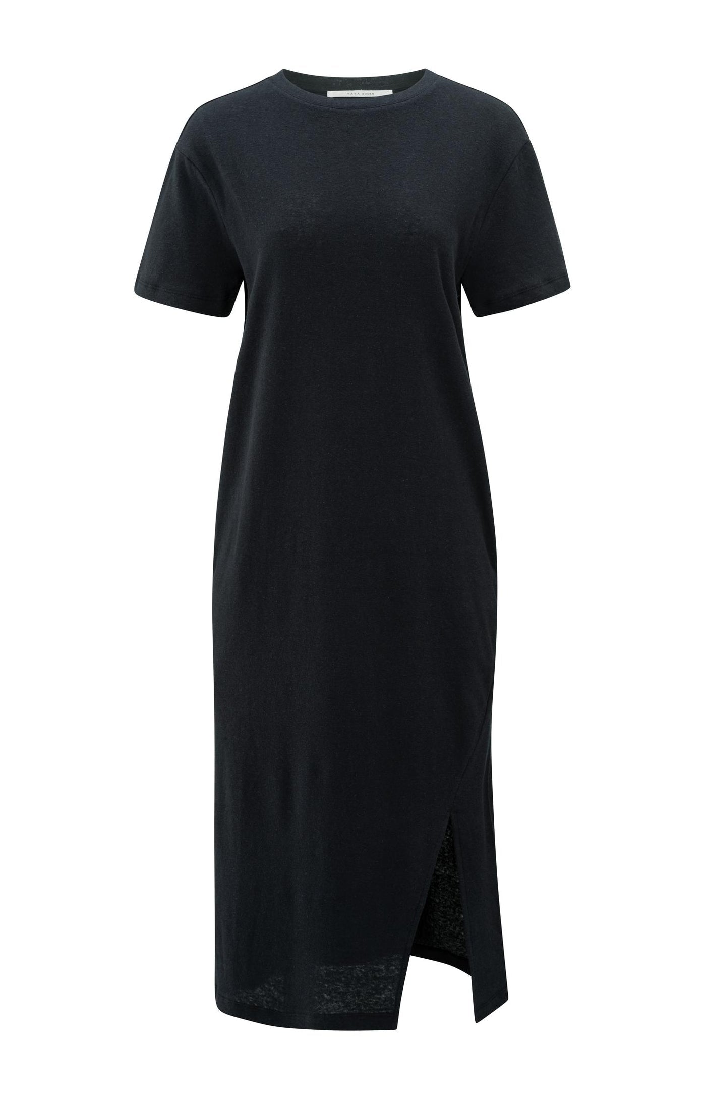 LINNENMIX T-SHIRT JURK MET SPLIT | YAYA