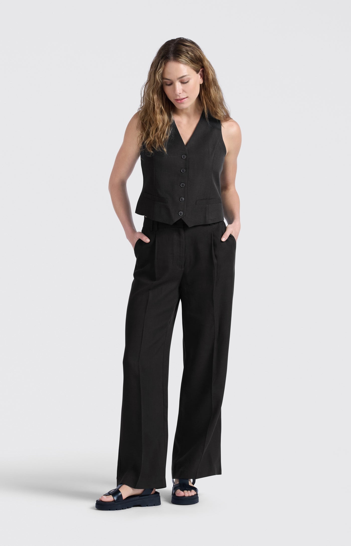 BROEK VAN LINNENMIX L32 | YAYA