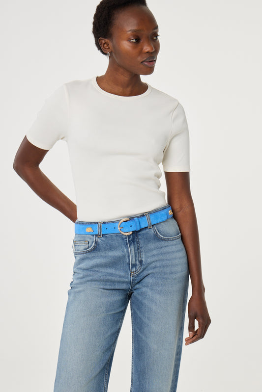STUDDED MARINA BELT MARINA BLUE | FABIENNE CHAPOT