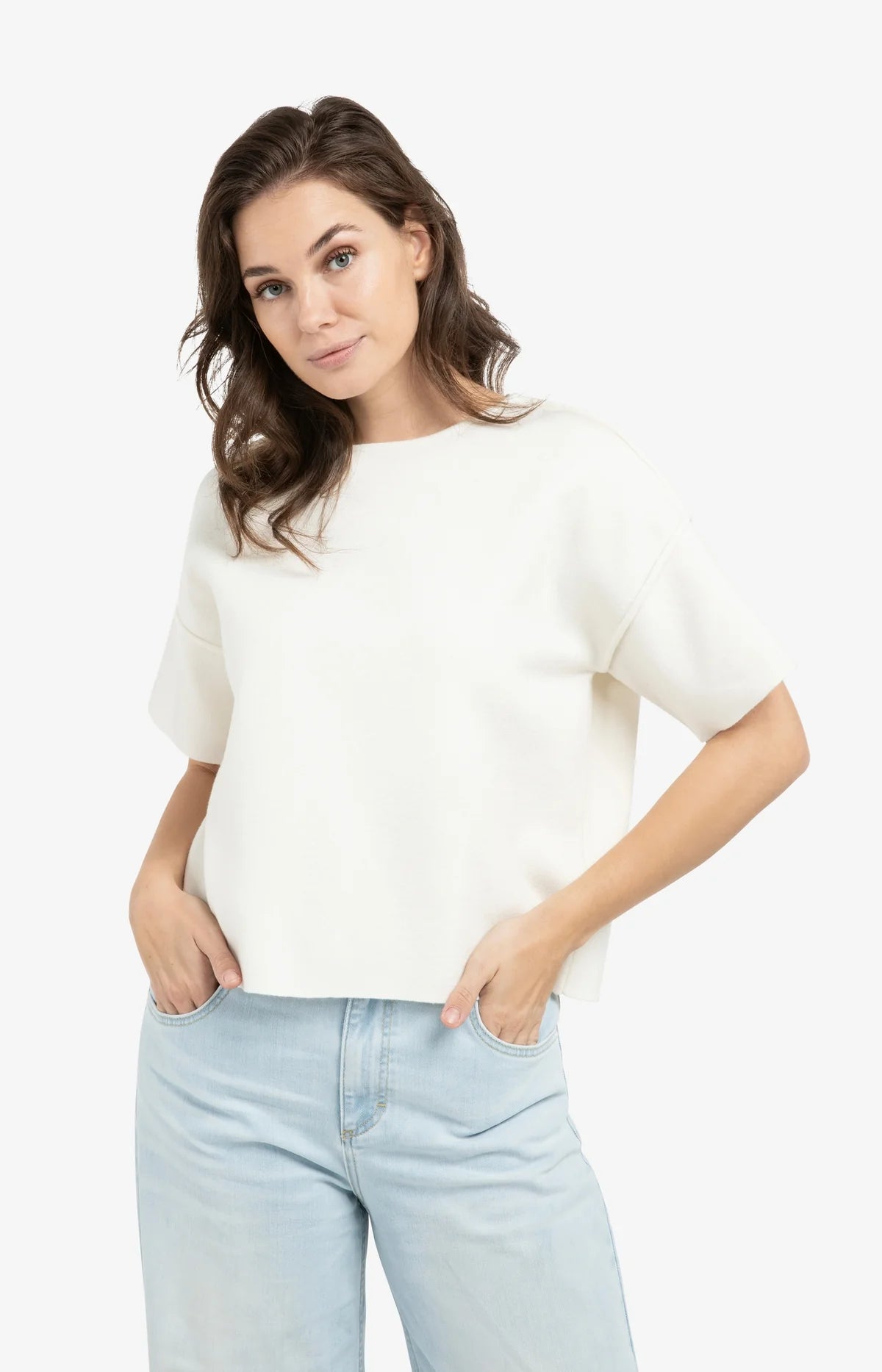 SWEATER MET KORTE MOUWEN EN NAADDETAILS | YAYA