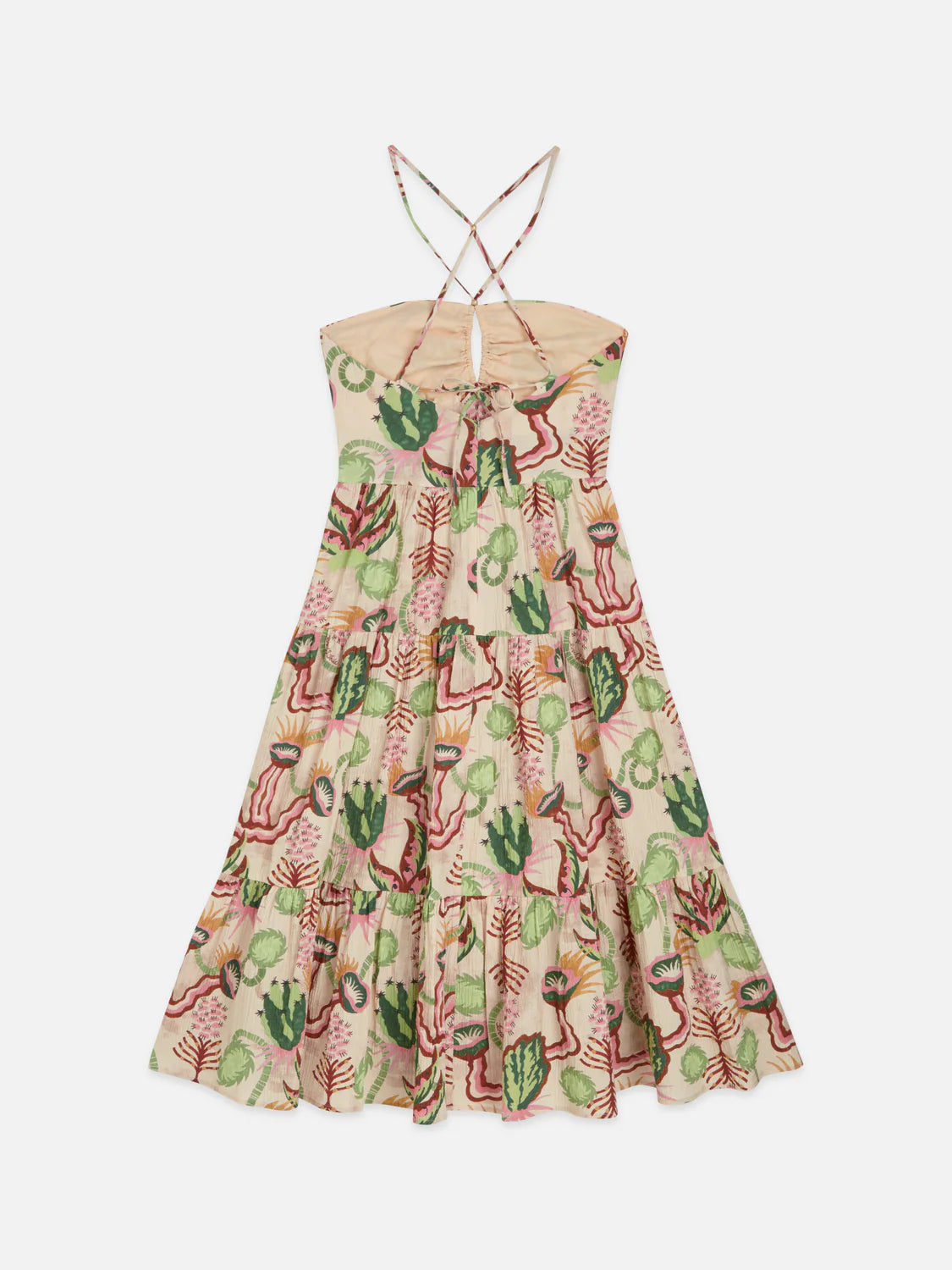 COTTON SEERSUCKER KEYHOLE HALTER MIDI DRESS | SCOTCH & SODA