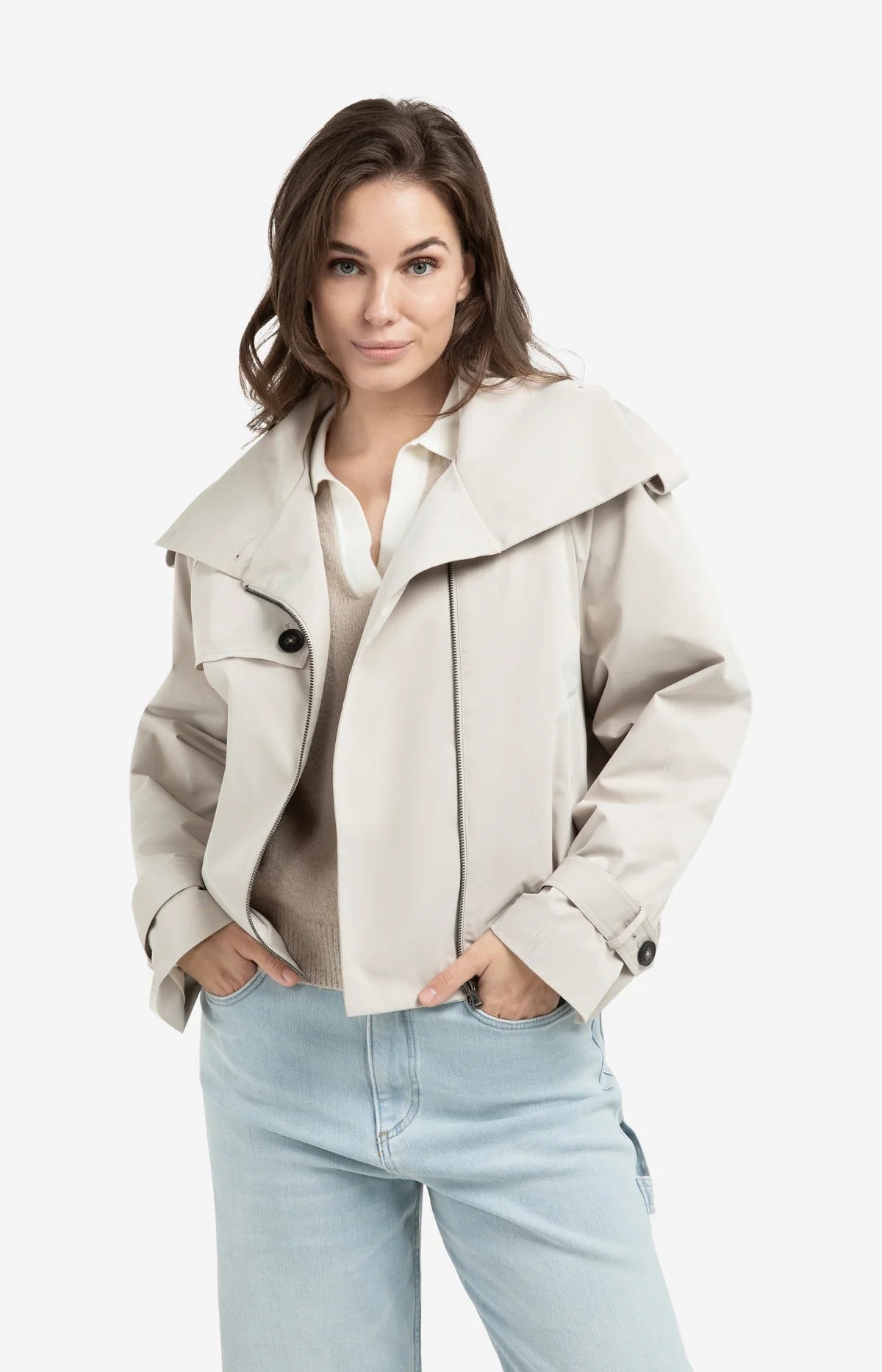 KORT BOMBERJACK MET TRENCHCOATDETAILS | YAYA