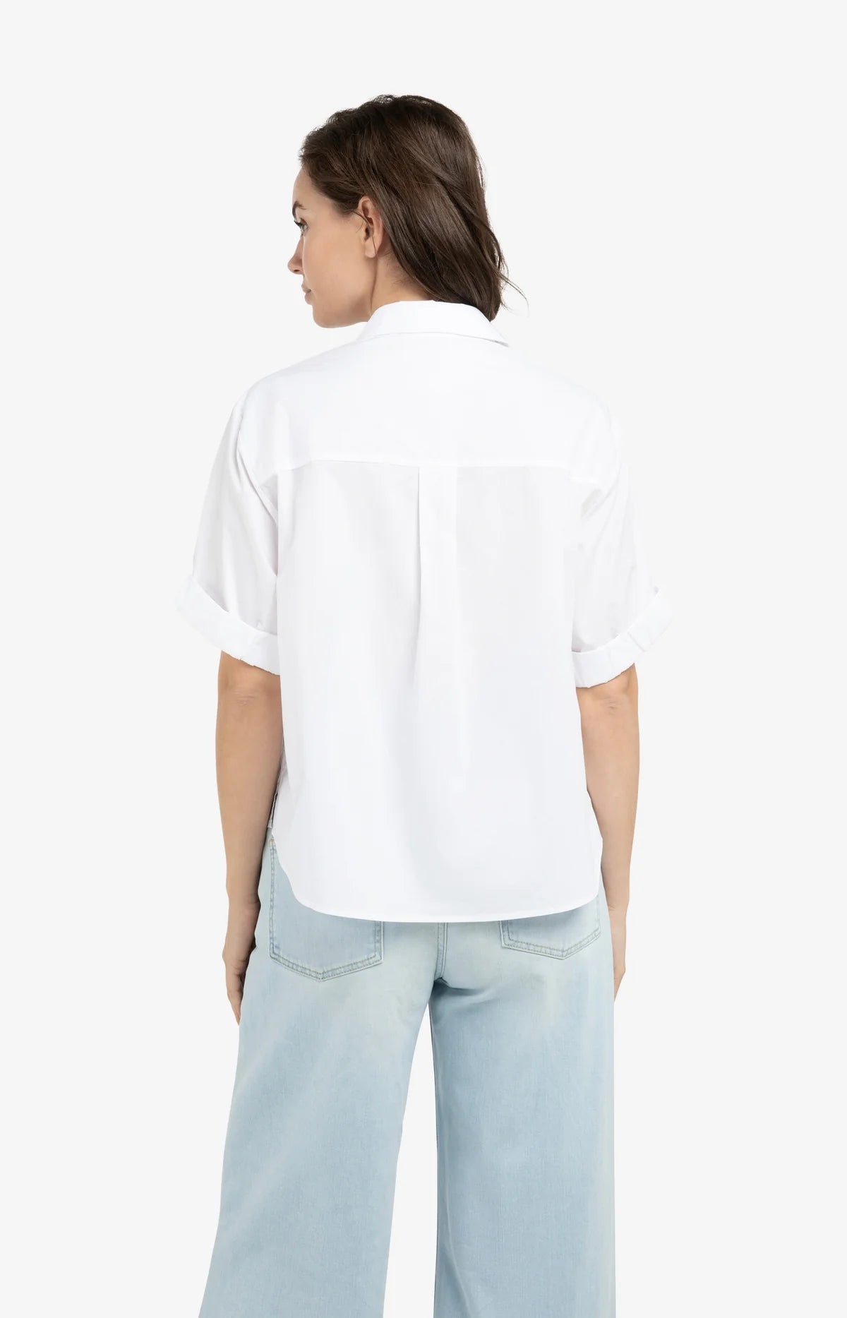 BLOUSE MET KORTE OMGESLAGEN MOUWEN KRAAG | YAYA