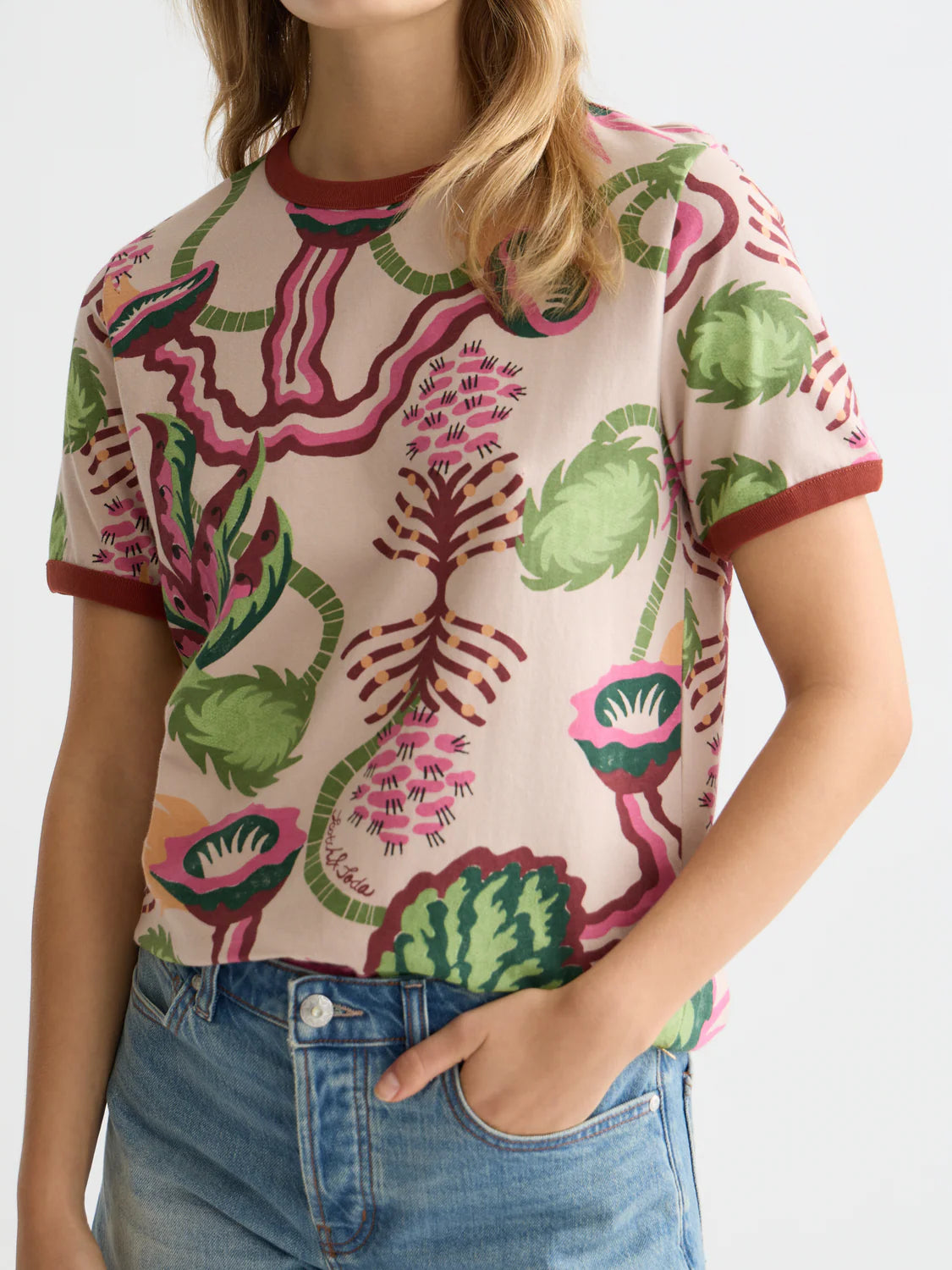 PRINTED T-SHIRT DESERT FLORAL CAYON CLAY | SCOTCH & SODA