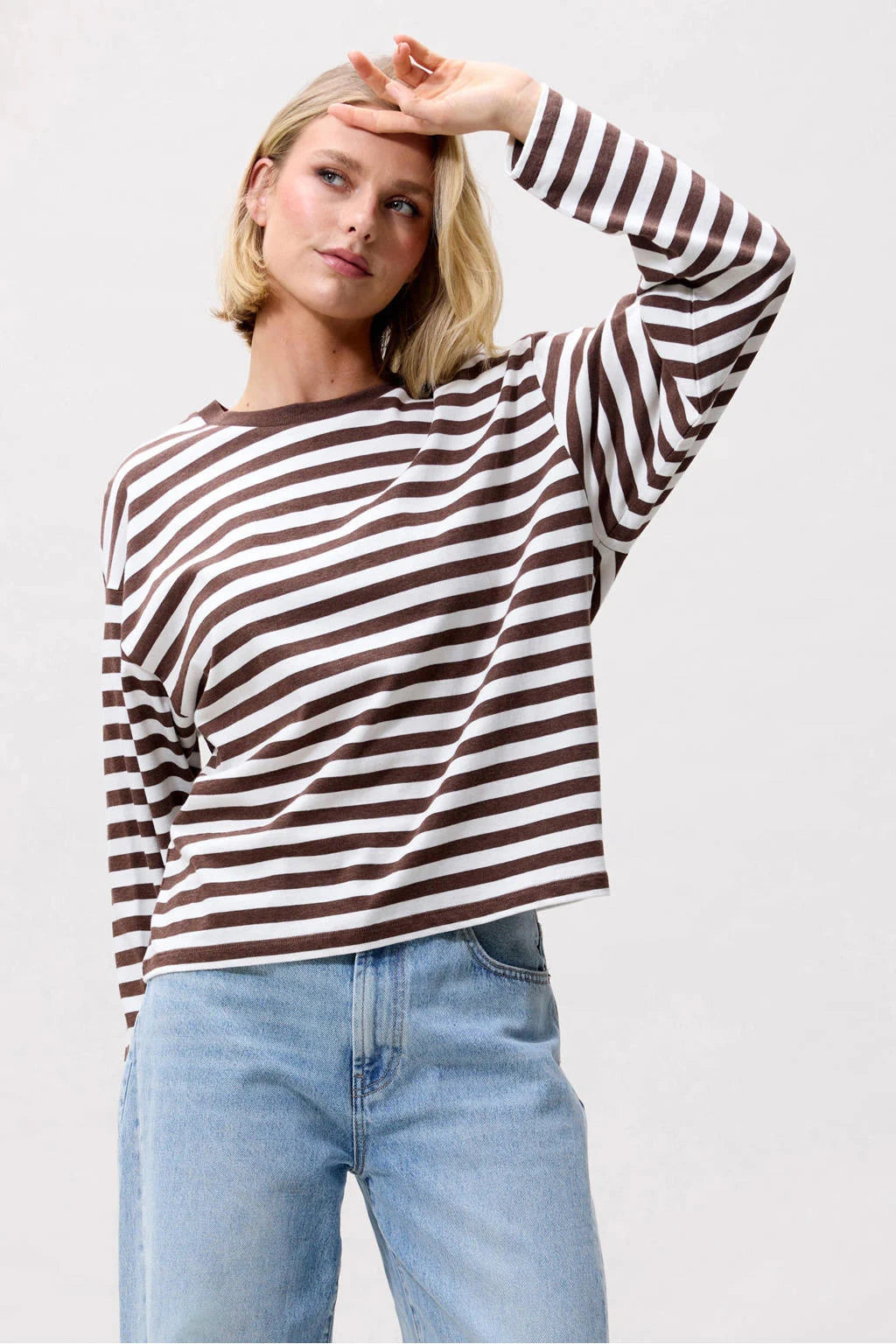 STRIPED LONG SLEEVE COFFEE BEAN| CATWALK JUNKIE