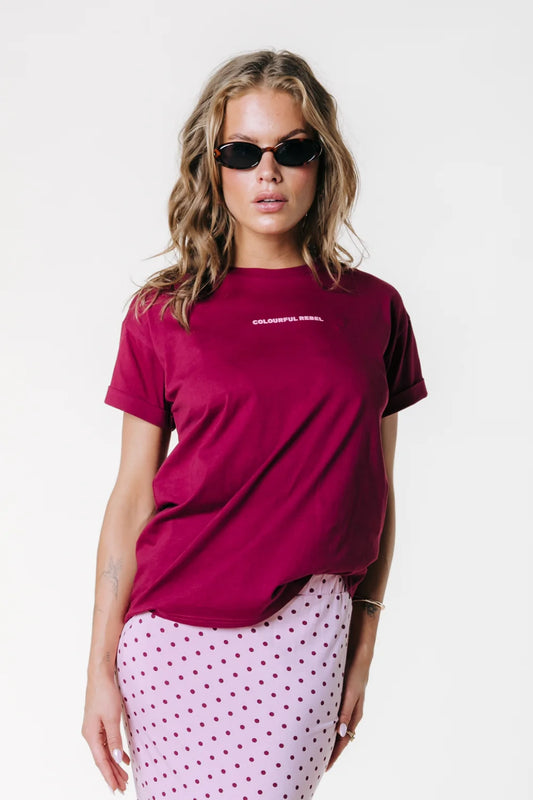 UNI LOGO T-SHIRT DEEP BURGUNDY | COLOURFUL REBEL