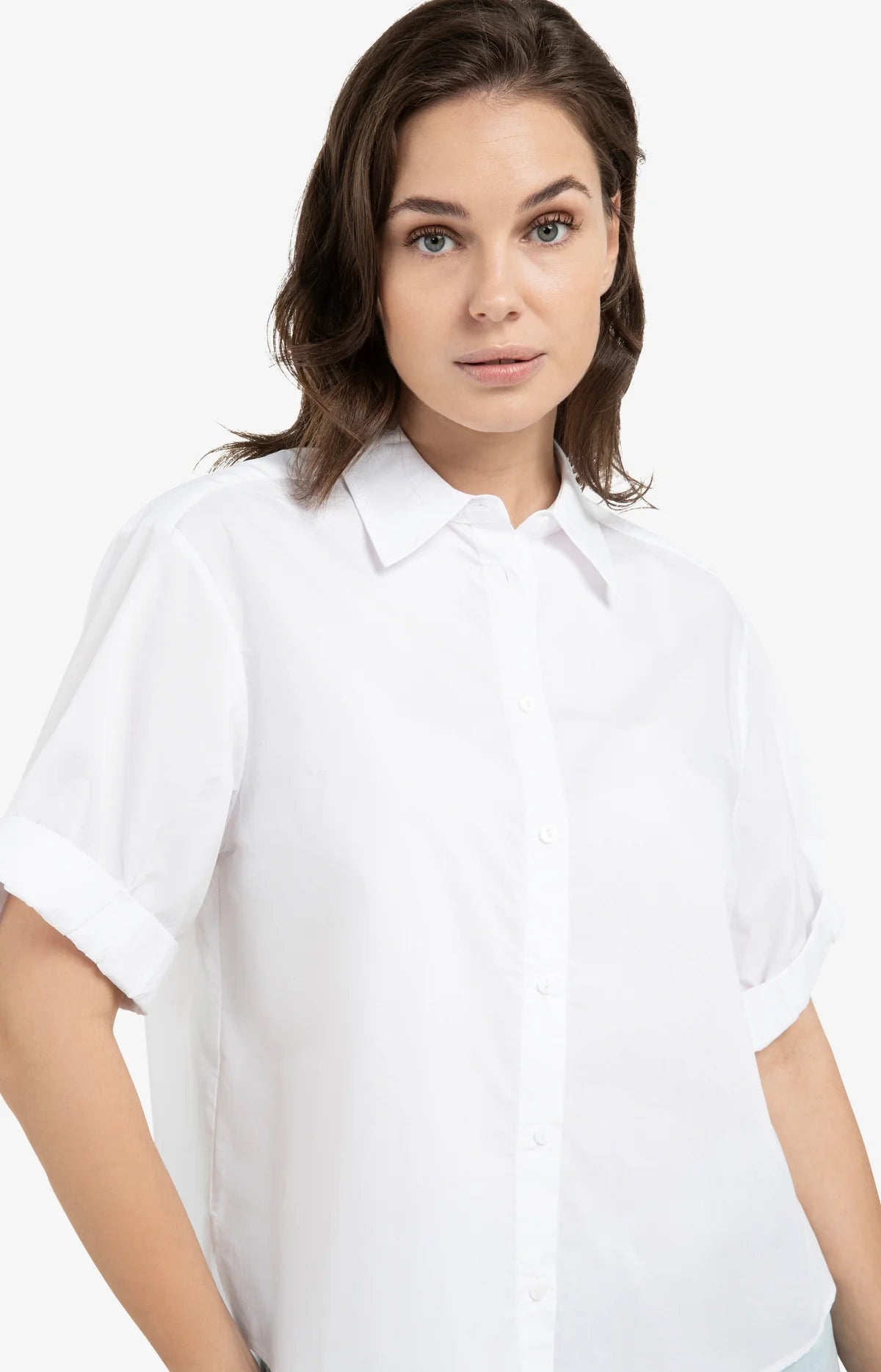 BLOUSE MET KORTE OMGESLAGEN MOUWEN KRAAG | YAYA