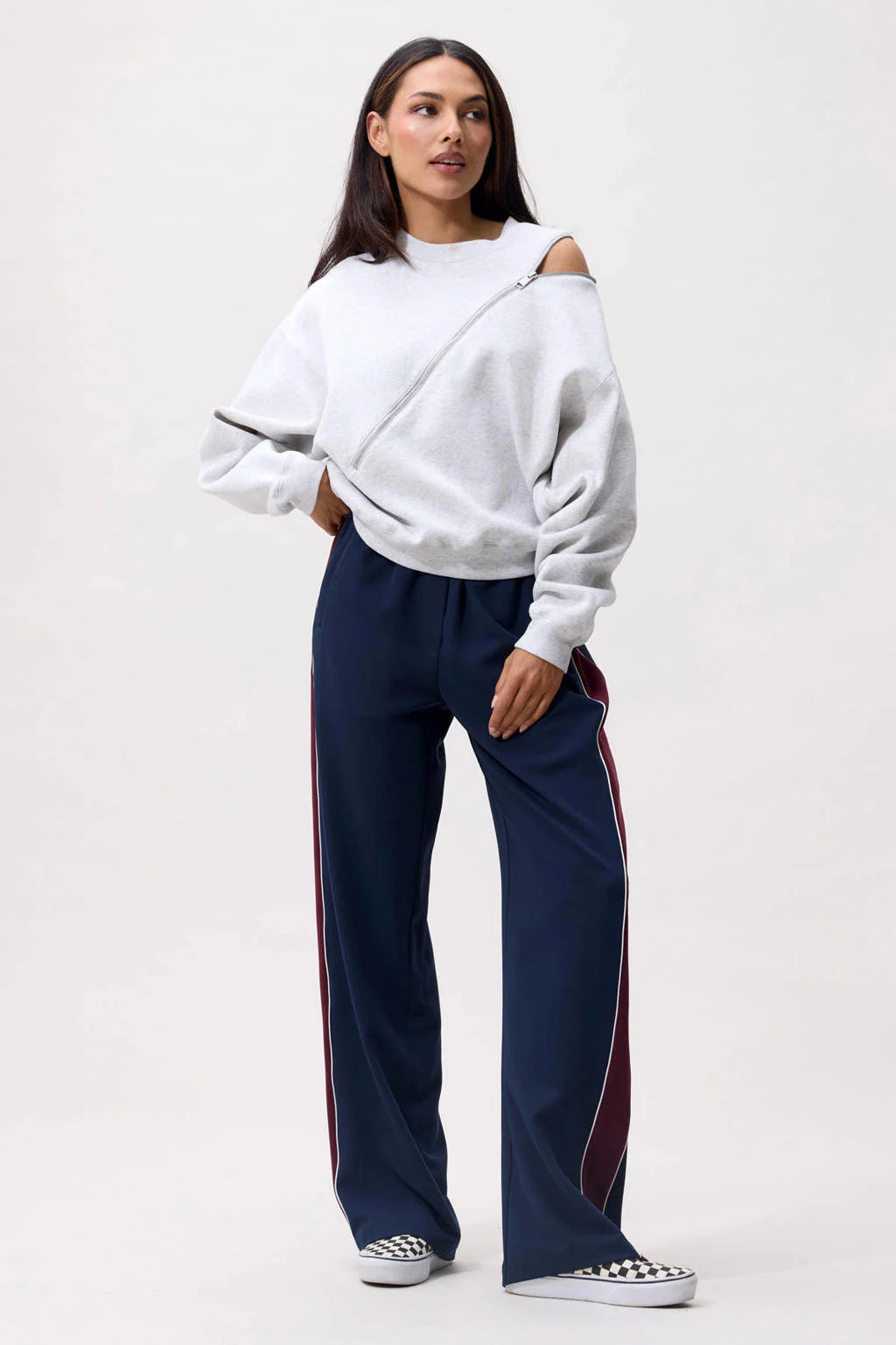 SWEATER WITH ZIPPER GREY MELANGE | CATWALK JUNKIE