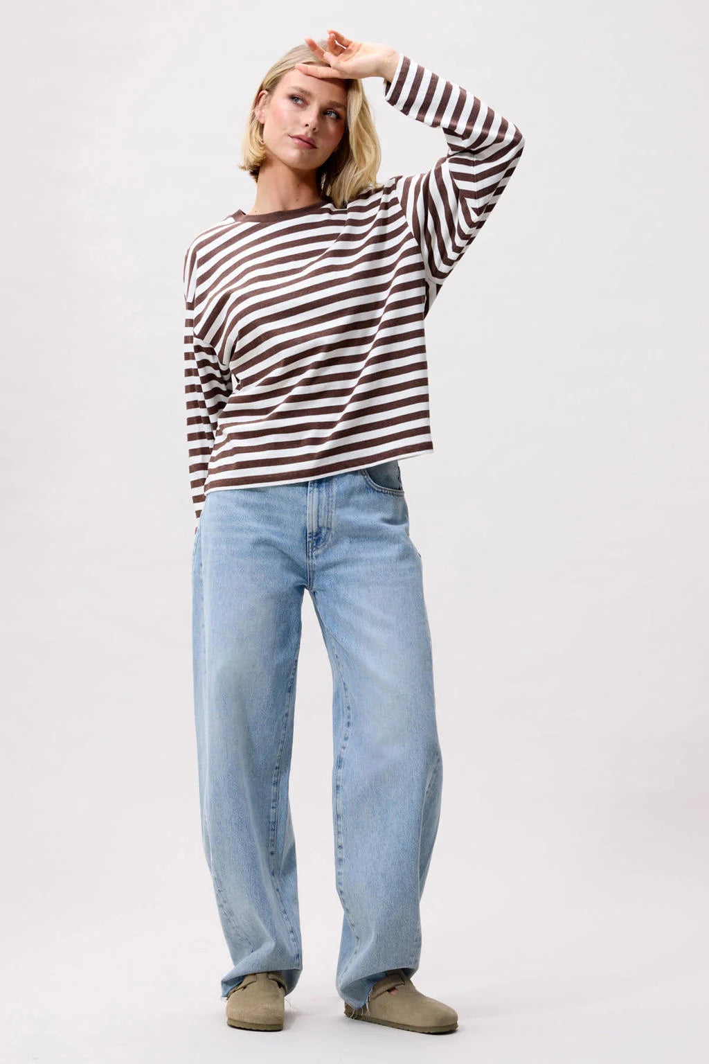 STRIPED LONG SLEEVE COFFEE BEAN| CATWALK JUNKIE
