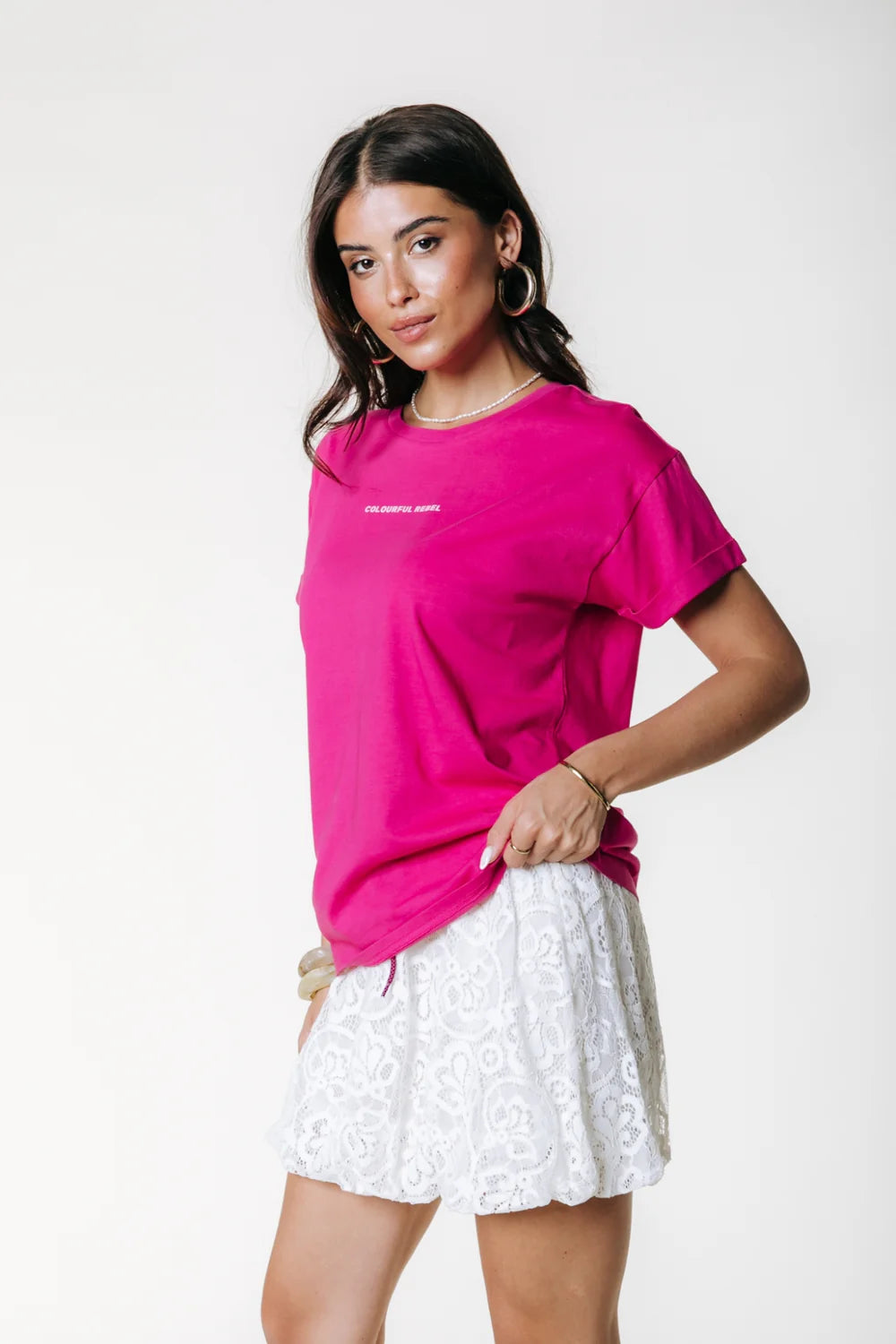 UNI LOGO T-SHIRT DARK FUCHSIA | COLOURFUL REBEL