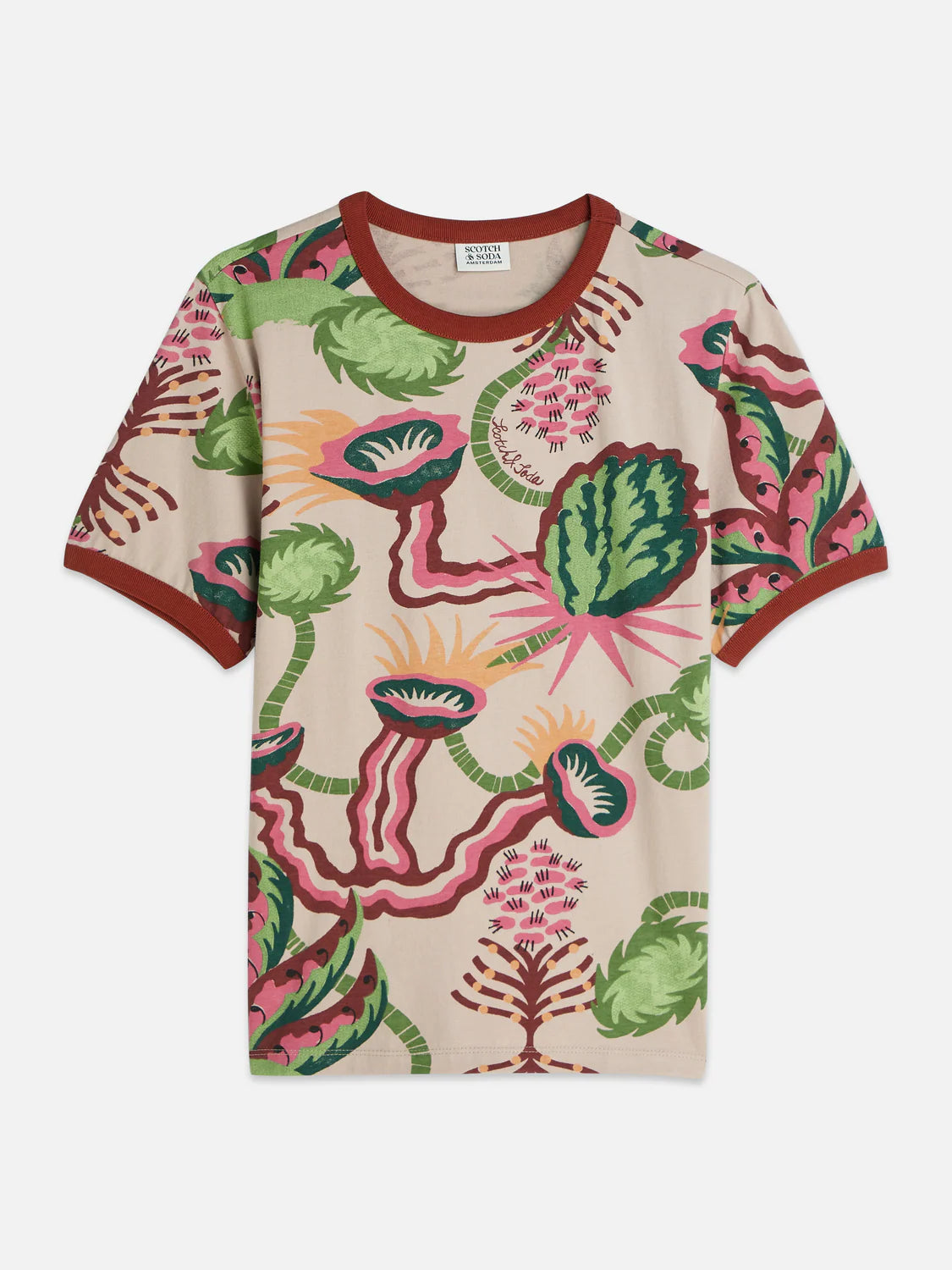 PRINTED T-SHIRT DESERT FLORAL CAYON CLAY | SCOTCH & SODA