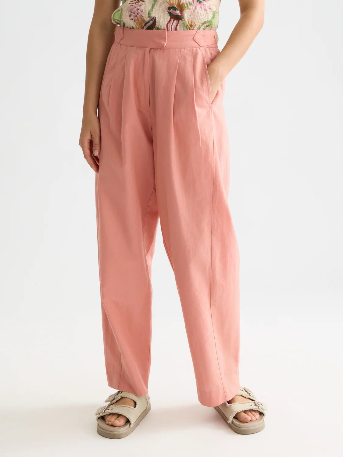 QUINN MID RISE WIDE LEG LINEN COTTON PANTS | SCOTCH & SODA
