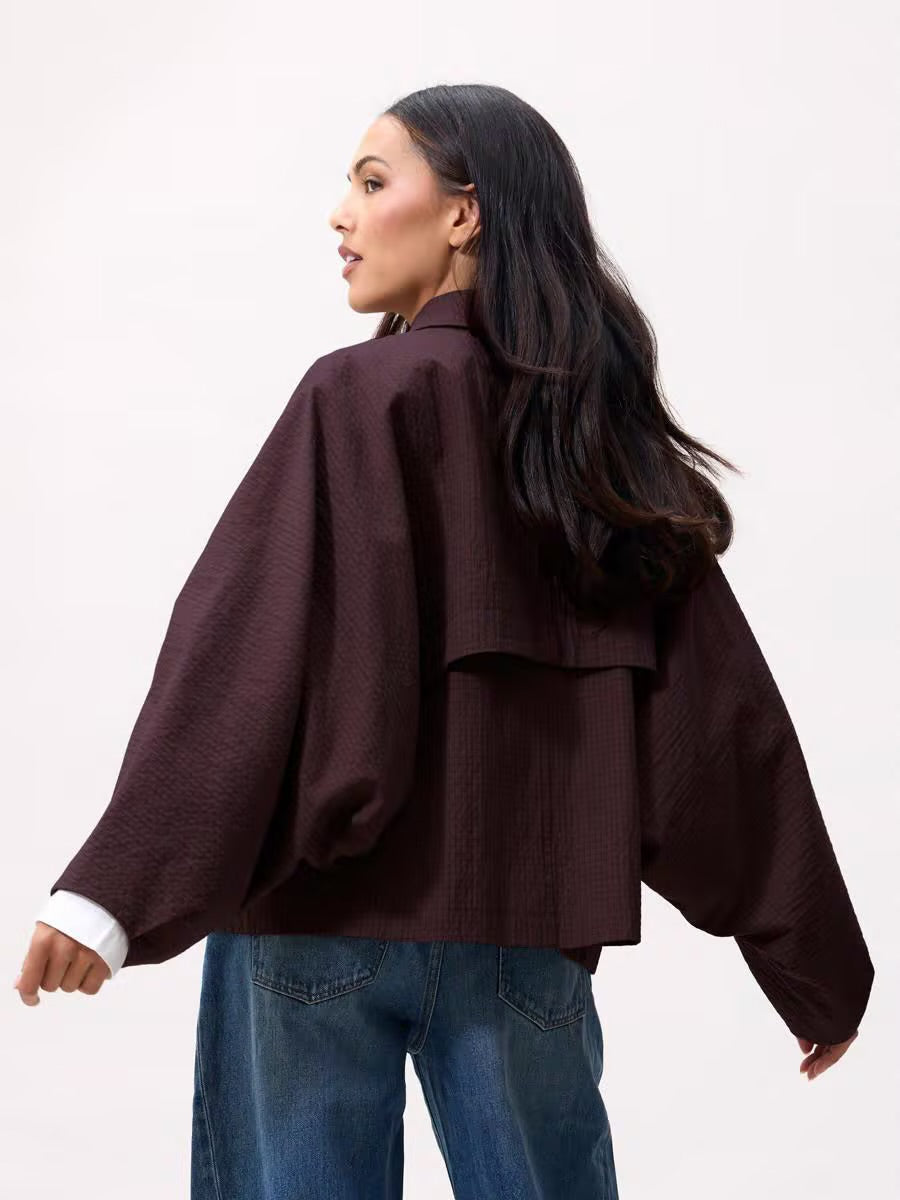 CHECK CAPE JACKET PLUM | CATWALK JUNKIE