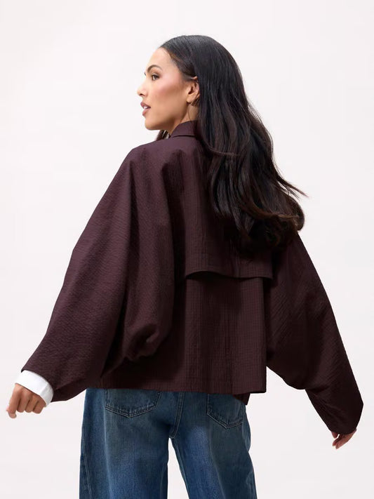 CHECK CAPE JACKET PLUM | CATWALK JUNKIE