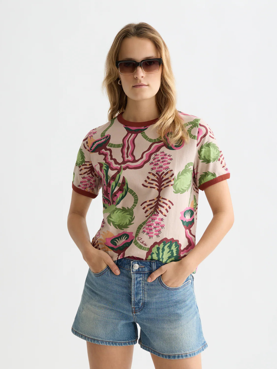 PRINTED T-SHIRT DESERT FLORAL CAYON CLAY | SCOTCH & SODA