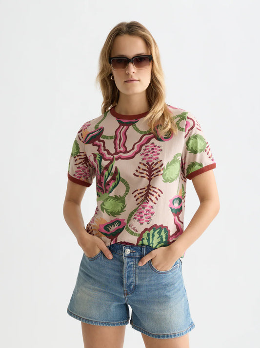 PRINTED T-SHIRT DESERT FLORAL CAYON CLAY | SCOTCH & SODA