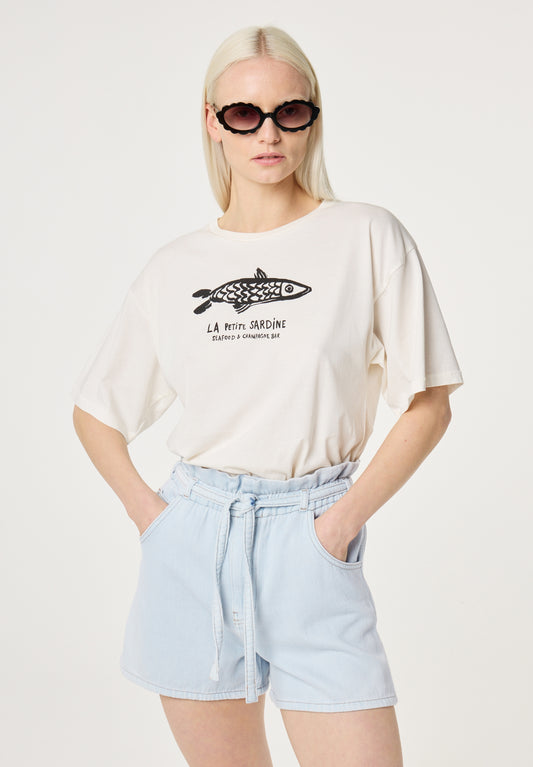 FAY T-SHIRT COSY WHITE BLACK | FABIENNE CHAPOT