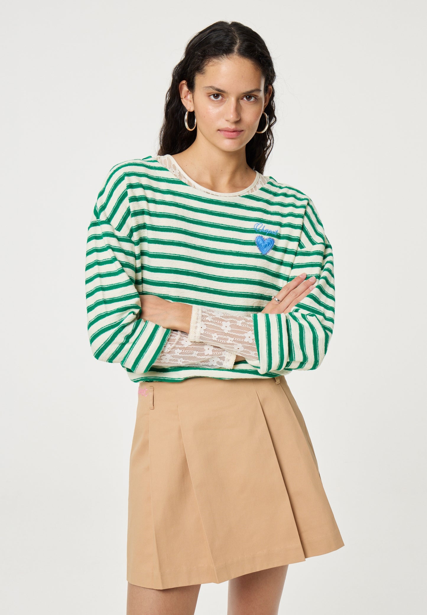 CELINA TOP WHITE GREEN | FABIENNE CHAPOT