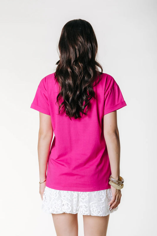 UNI LOGO T-SHIRT DARK FUCHSIA | COLOURFUL REBEL