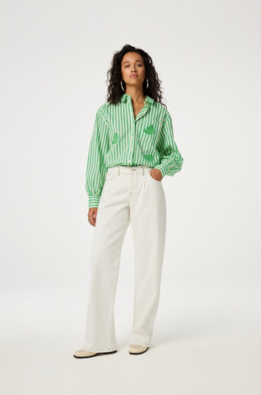 ALEX BLOUSE GREEN JIL STRIPE | FABIENNE CHAPOT