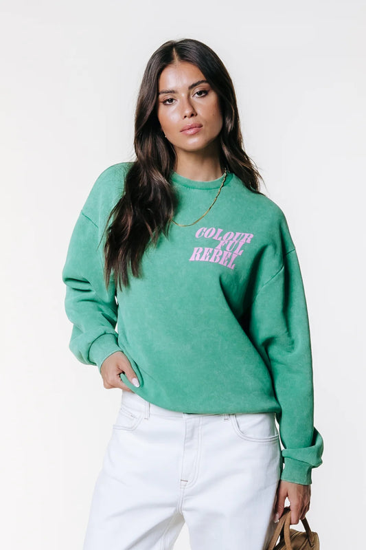 LOGO ACID WASH SWEAT | COLOURFUL REBEL