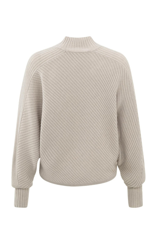 RIBBED BEIGE SWEATER MET VLEERMUIS MOUWEN | YAYA