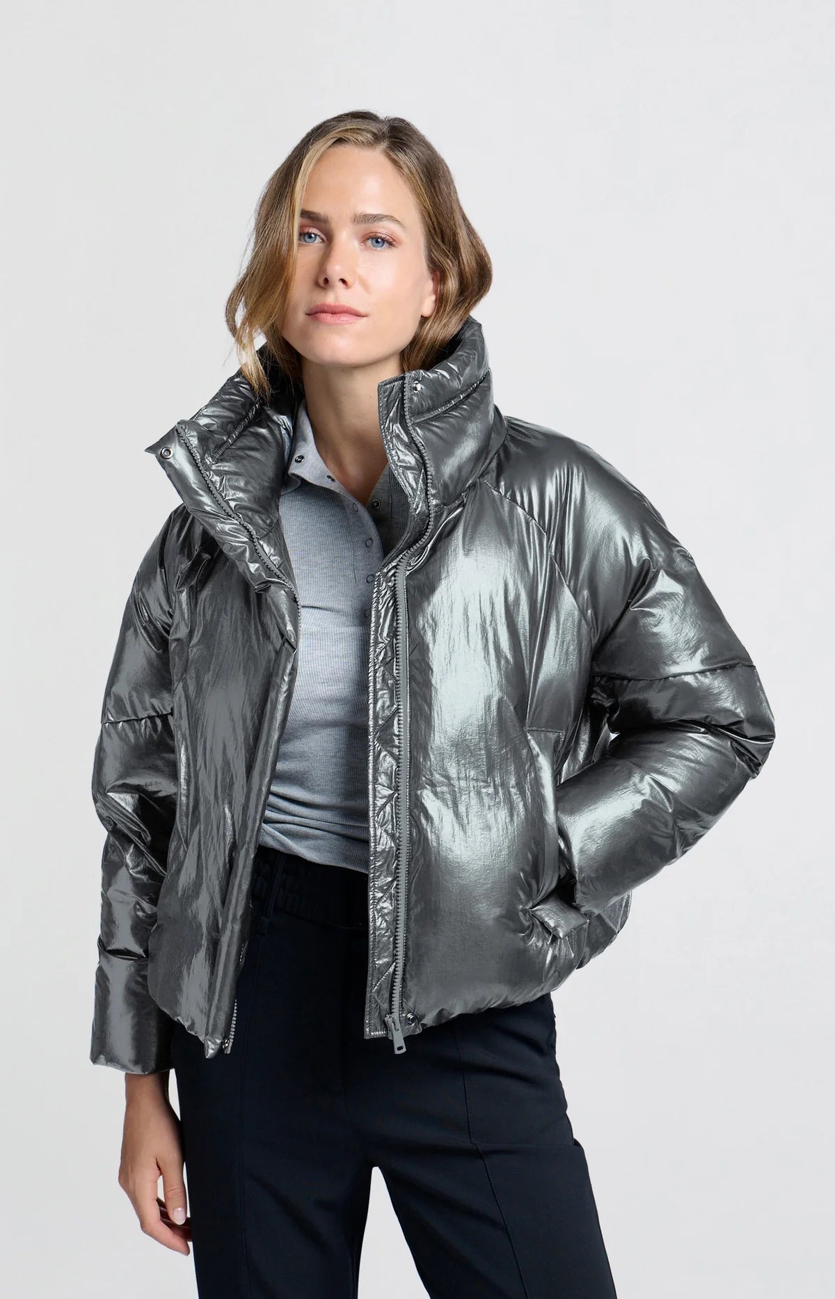 METALLIC OVERSIZED PUFFER JAS | YAYA