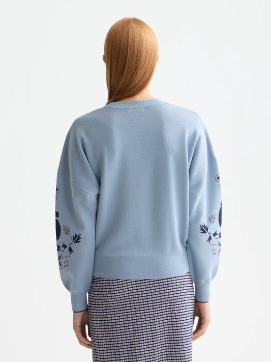 RELAXED JACQUARD PULLOVER BLUE | SCOTCH & SODA