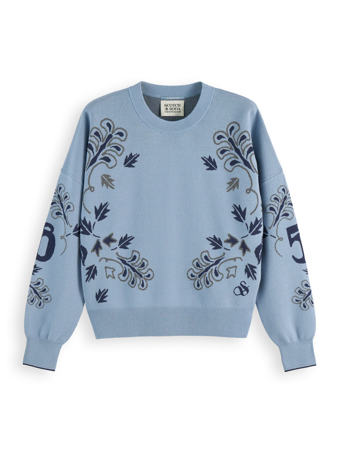 RELAXED JACQUARD PULLOVER BLUE | SCOTCH & SODA